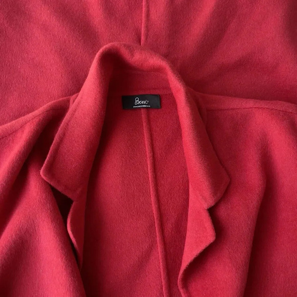 AVERARDO BESSI Angora Wool Coat Women’s Size 16 Red Single Button Long Sleeve - Picture 3 of 3